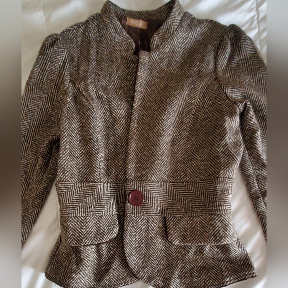 Forever 21 - Brown/Cream Fitted Blazer Jacket